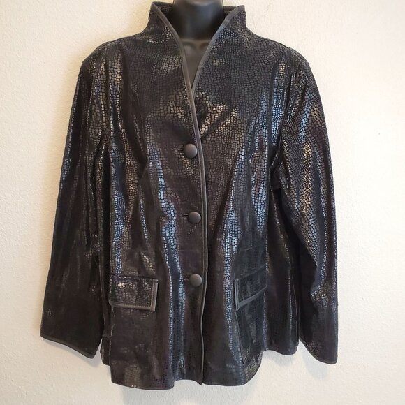 Bradley By Bradley Bayou Black Genuine Leather Jacket Embossed Texture Size 2XL - Picture 15 of 15